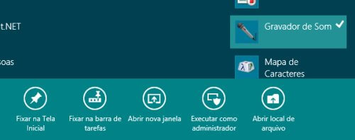opção para fixar ou transferir um aplicativo para o menu iniciar