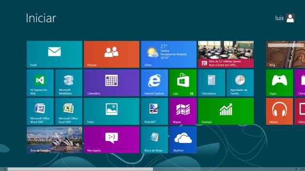 Windows 8 com a nova tela de abertura