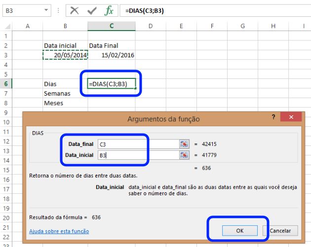 Calcular diferença de dias entre duas datas