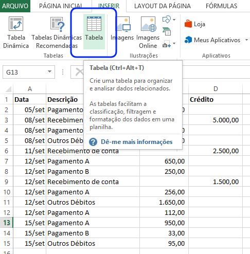 Tabela com caixa de seleção