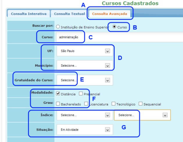 consulta de cursos ministério da educação