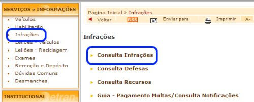 consulta de multas no Detram RS
