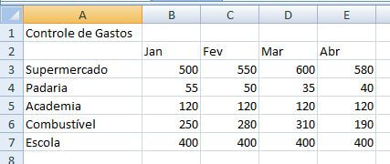 Inseirir linhas e colunas no Excel