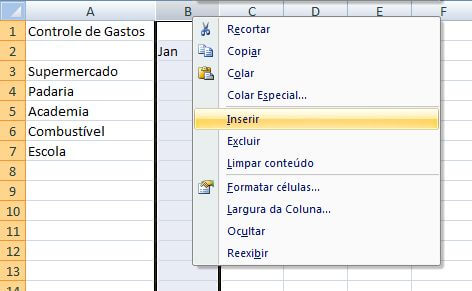 Inseirir linhas e colunas no Microsoft Excel