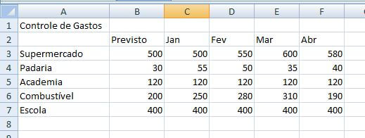 Inseirir linhas e colunas no Microsoft Excel