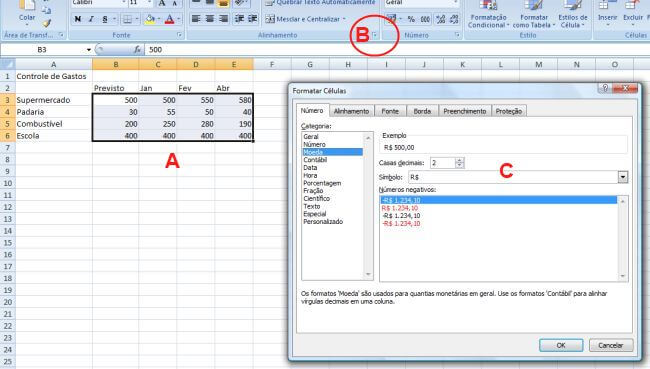 Alterar a largura de colunas e altura de linhas no Excel