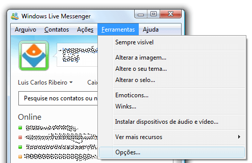 Histórico de mensagens no MSN