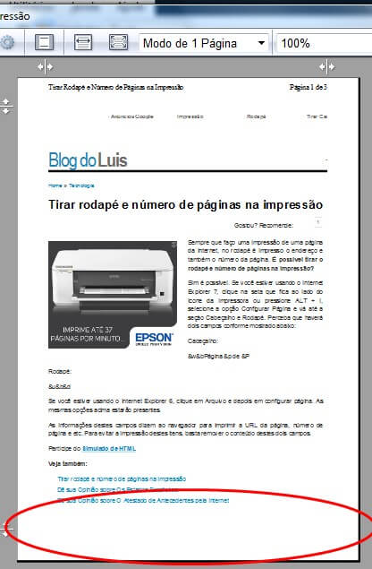 Configurar cabeçalho e rodapé na impressão do Internet Explorer