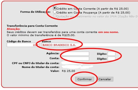 utilizar créditos conta corrente poupança