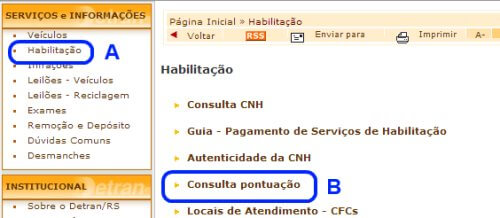 pontos carteira de habilitação