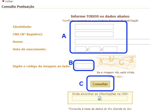 tela de cadastro carteira habilitação