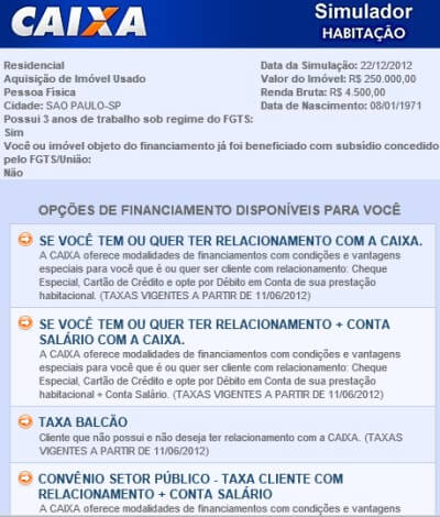 simulação financiamento relacionamento caixa