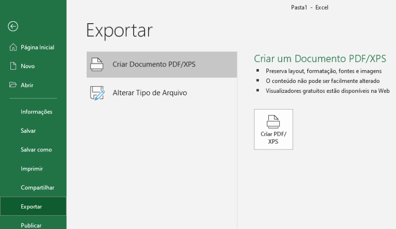 Exportar para PDF